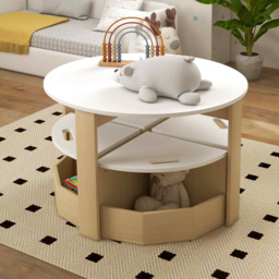 AIYAPLAY 5 Piece White Kids Table and Chairs Set - Size: 49 x 78 x 78cm - Wilko - thumbnail 4
