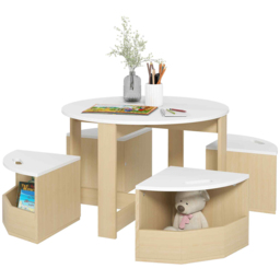 AIYAPLAY 5 Piece White Kids Table and Chairs Set - Size: 49 x 78 x 78cm - Wilko - thumbnail 3