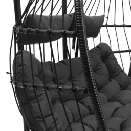 Living and Home 2 Seater Black Linear Wicker Hanging Egg Chair - Wilko - thumbnail 6