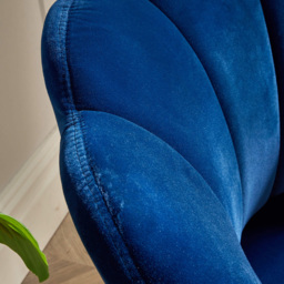 Home Source Navy Blue Velvet Scallop Chair with Gold Metal Legs - Size: Single - Black - Wilko - thumbnail 4