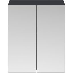 nuie Parade 2 Door Soft Black Wall Hung Mirror Cabinet - Size: 715 x 600 x 182mm - Wilko - thumbnail 3