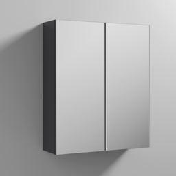 nuie Parade 2 Door Soft Black Wall Hung Mirror Cabinet - Size: 715 x 600 x 182mm - Wilko - thumbnail 1