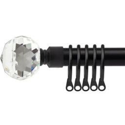 New Edge Blinds 120-210cm Extendable Black Cristalla Metal Curtain Pole - Size: 120 - 210cm - Wilko - thumbnail 1