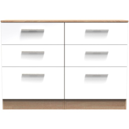 Crowndale Contrast 6 Drawer White and Bardolino Oak Midi Chest Ready Assembled - Wilko - thumbnail 4