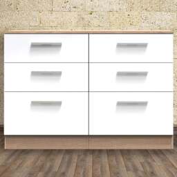 Crowndale Contrast 6 Drawer White and Bardolino Oak Midi Chest Ready Assembled - Wilko - thumbnail 1