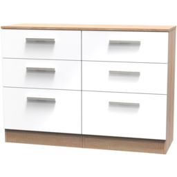 Crowndale Contrast 6 Drawer White and Bardolino Oak Midi Chest Ready Assembled - Wilko - thumbnail 3