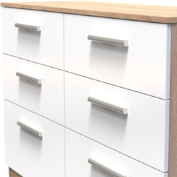 Crowndale Contrast 6 Drawer White and Bardolino Oak Midi Chest Ready Assembled - Wilko - thumbnail 6