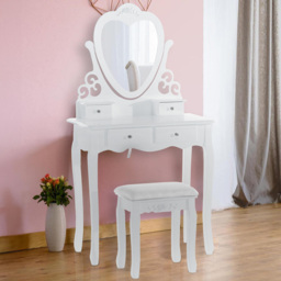 Portland 4 Drawer White Dressing Table Set with Mirror - Size: 40 x 75 x 130cm - Wilko