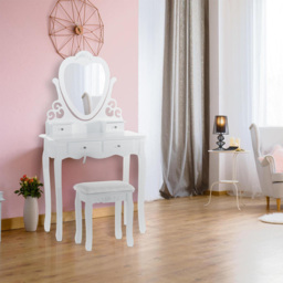 Portland 4 Drawer White Dressing Table Set with Mirror - Size: 40 x 75 x 130cm - Wilko - thumbnail 4