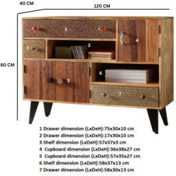 Brooklyn Monaco 3 Door 3 Drawer 2 Shelf Large Sideboard - Brown - Wilko - thumbnail 7