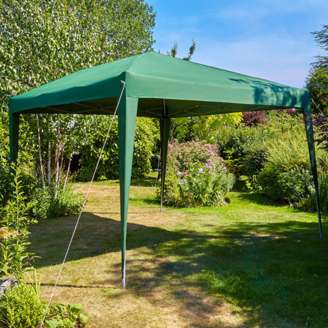 Home Source 3 x 3m Green Easy Up Garden Outdoor Gazebo - Size: 260 x 295 x 295cm - Wilko - image 1