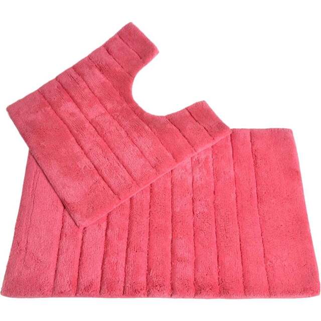 Allure Bath Fashions Hot Pink Ribbed Bath Mat and Pedestal Mat Set 2 Piece - Size: 50 x 80cm - Wilko - image 1