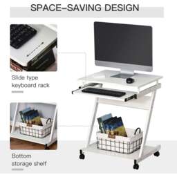 Portland Z-Shaped Compact Movable Computer Table White - Size: 60 x 48 x 73cm - Wilko - thumbnail 5