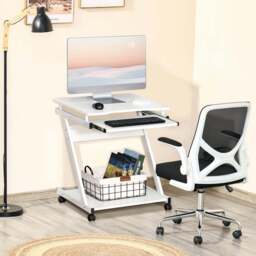 Portland Z-Shaped Compact Movable Computer Table White - Size: 60 x 48 x 73cm - Wilko - thumbnail 7
