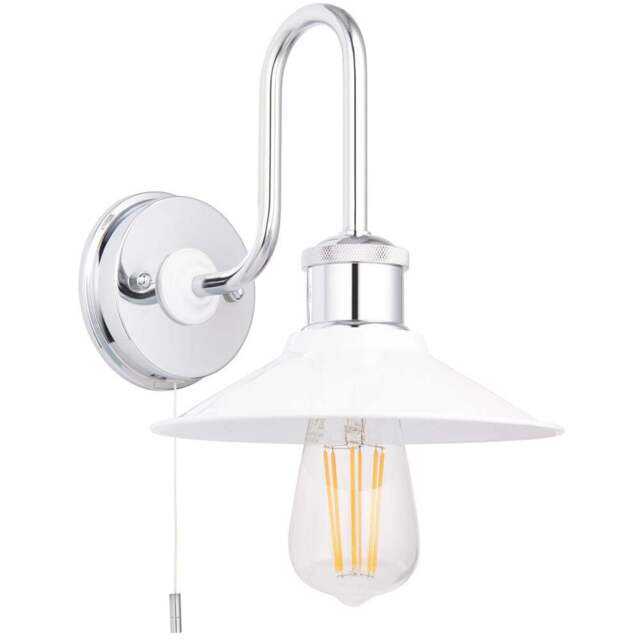 Merano Fiumicino Gloss White Chrome Plate Bathroom Wall Light - Size: 25.4 x 20 x 22cm - Wilko - image 1