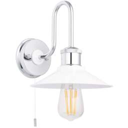 Merano Fiumicino Gloss White Chrome Plate Bathroom Wall Light - Size: 25.4 x 20 x 22cm - Wilko - thumbnail 1