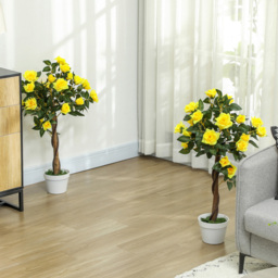 Portland Yellow Rose Artificial Tree in Pot 90cm 2 Pack - Size: 90 x 18 x 18cm - Multi - Wilko - thumbnail 3