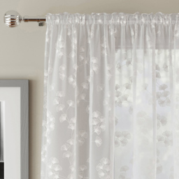 Tyrone Textiles Delila White Trail Leaf Print Sheer Voile Panel Curtain 140 x 229cm - Size: 229 x 140 x 1cm - Wilko - thumbnail 4