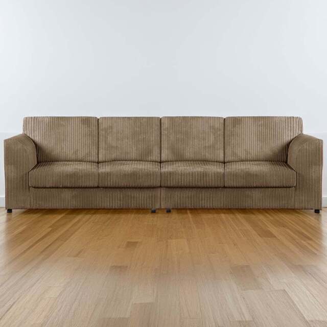 Luxor 4 Seater Coffee Jumbo Cord Full Back Sofa - Cream - Wilko - image 1