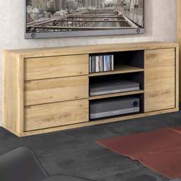 Florence Shetland Single Door 3 Drawer 3 Shelf TV Unit - Brown - Furniture To Go - Wilko - thumbnail 1