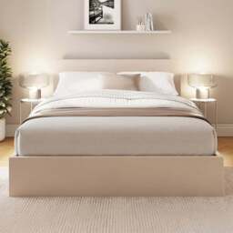 GFW King Size Natural Velvet End Lift Ottoman Bed - Wilko - thumbnail 1