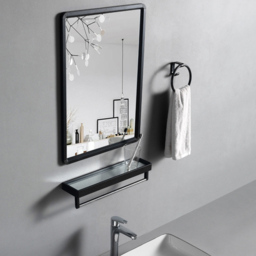 Living and Home Square Bathroom Mirror - Size: 63 x 48 x 3cm - Black - Wilko - thumbnail 5