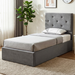 Portland Single Dark Grey Gas Lift Up Bed Frame - Wilko - thumbnail 1