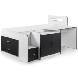 Julian Bowen Matt White and Charcoal Grey Cookie Cabin Bed with Storage - Size: Single - Wilko - thumbnail 3