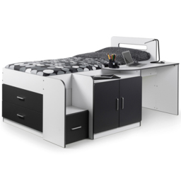 Julian Bowen Matt White and Charcoal Grey Cookie Cabin Bed with Storage - Size: Single - Wilko - thumbnail 5