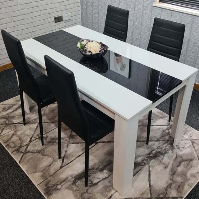 Kosy Koala 4 Seater Faux Leather Dining Set White and Black - White Black - Portland - Wilko - image 1