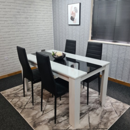 Kosy Koala 4 Seater Faux Leather Dining Set White and Black - White Black - Portland - Wilko - thumbnail 6