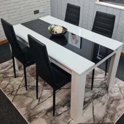 Kosy Koala 4 Seater Faux Leather Dining Set White and Black - White Black - Portland - Wilko