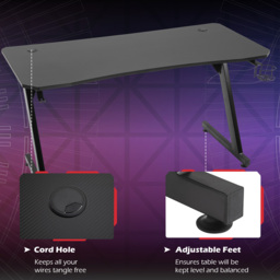 Portland Steel Gaming Desk with Cup Holder Black - Size: 120 x 65 x 74cm - Wilko - thumbnail 6