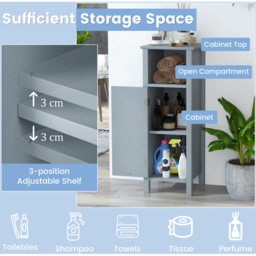 Costway Grey Freestanding Bathroom Storage Organiser - Size: 30 x 30 x 80cm - Wilko - thumbnail 5