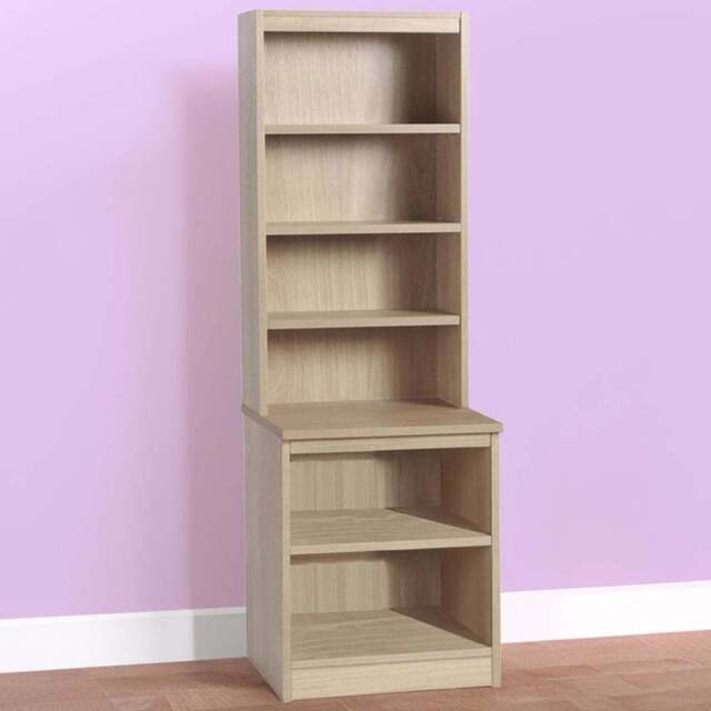 R White Cabinets 6 Shelf Brown Desk Height Bookcase with Hutch - Size: 182.8 x 60 x 54cm - Wilko - image 1