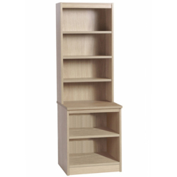 R White Cabinets 6 Shelf Brown Desk Height Bookcase with Hutch - Size: 182.8 x 60 x 54cm - Wilko - thumbnail 3