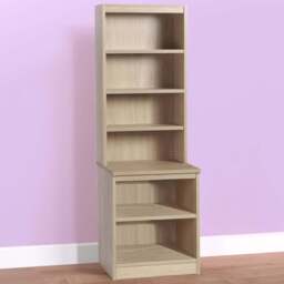 R White Cabinets 6 Shelf Brown Desk Height Bookcase with Hutch - Size: 182.8 x 60 x 54cm - Wilko - thumbnail 1