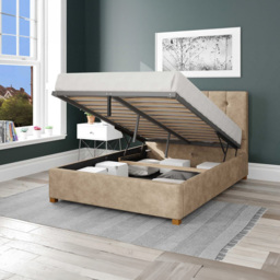 Aspire Hepburn King Size Beige Kimiyo Linen Ottoman Bed - Cream - Aspire Beds - Wilko - thumbnail 3