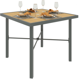 Outsunny 4 Seater Square Garden Dining Table with Umbrella Hole - Yellow - Wilko - thumbnail 3