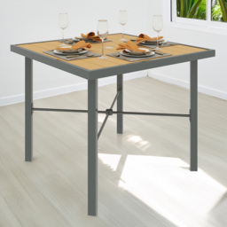 Outsunny 4 Seater Square Garden Dining Table with Umbrella Hole - Yellow - Wilko - thumbnail 1