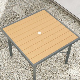 Outsunny 4 Seater Square Garden Dining Table with Umbrella Hole - Yellow - Wilko - thumbnail 4