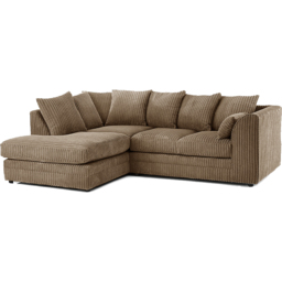 Portland Luxor 4 Seater Coffee Jumbo Cord Left Hand L Shape Corner Sofa - Brown - Wilko - thumbnail 3