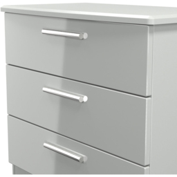 Crowndale Knightsbridge 3 Drawer Grey Gloss and Dusk Grey Chest of Drawers Ready Assembled - Grey Gloss & Dusk Grey - Wilko - thumbnail 6