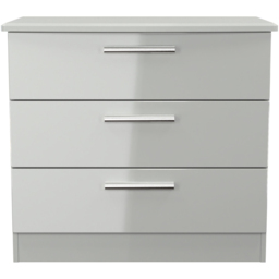 Crowndale Knightsbridge 3 Drawer Grey Gloss and Dusk Grey Chest of Drawers Ready Assembled - Grey Gloss & Dusk Grey - Wilko - thumbnail 3