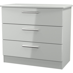 Crowndale Knightsbridge 3 Drawer Grey Gloss and Dusk Grey Chest of Drawers Ready Assembled - Grey Gloss & Dusk Grey - Wilko - thumbnail 4