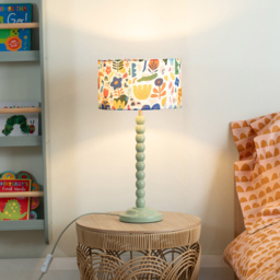 ValueLights Bobbins Fabric Jungle Sage Green LED Table Lamp - Size: 48 x 25 x 25cm - Multi - Wilko - thumbnail 3