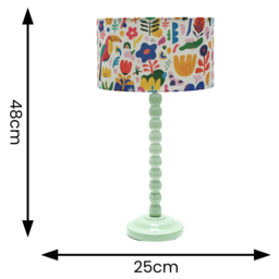 ValueLights Bobbins Fabric Jungle Sage Green LED Table Lamp - Size: 48 x 25 x 25cm - Multi - Wilko - thumbnail 6