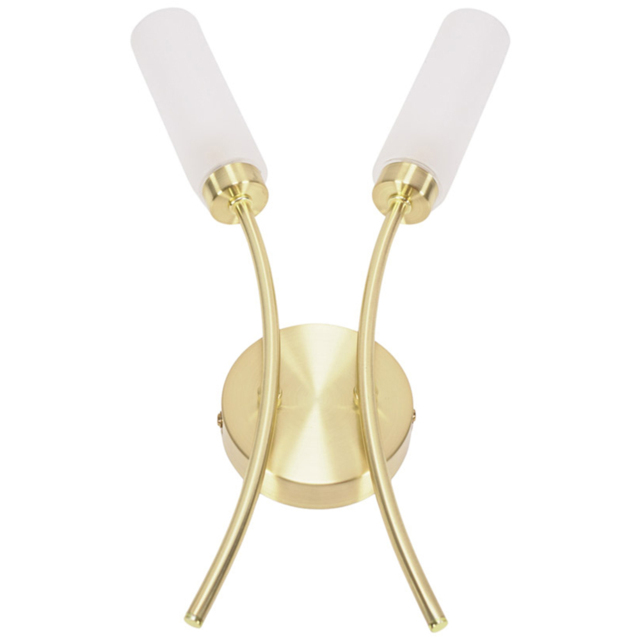 ValueLights Maya 2 Way Brushed Gold Curved Upright Reed Shaded LED Wall Light - Size: 42 x 27 x 5.5cm - Wilko - image 1