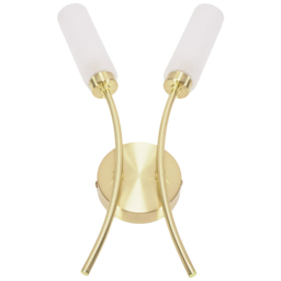 ValueLights Maya 2 Way Brushed Gold Curved Upright Reed Shaded LED Wall Light - Size: 42 x 27 x 5.5cm - Wilko