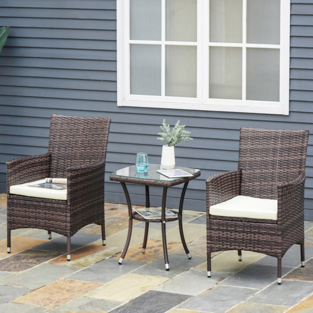 Outsunny Set of 2 Rattan Arm Chairs - Size: 1 Seater - Brown - Wilko - image 1